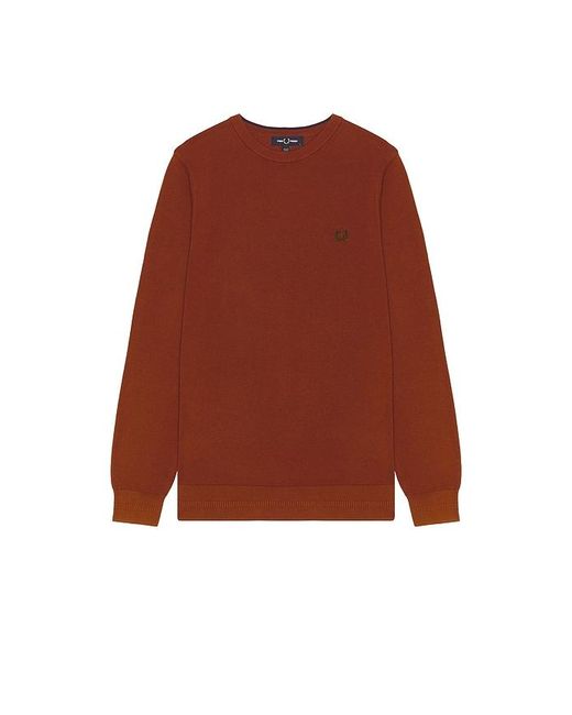 Fred Perry Red Pique Stitch Jumper for men