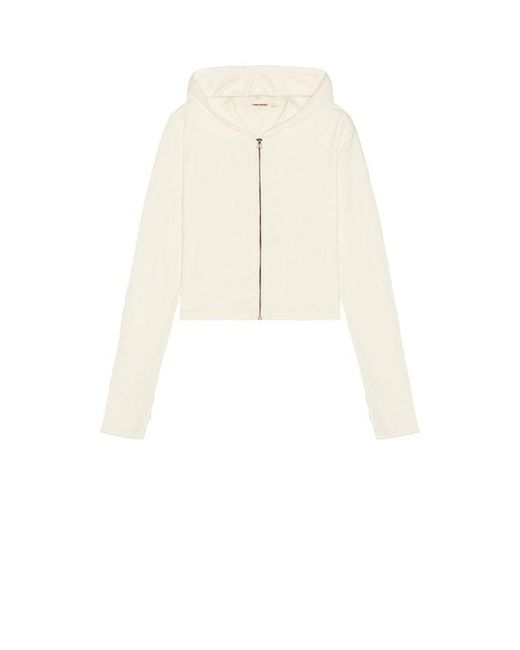 GRLFRND White Shrunken Zip Hoodie
