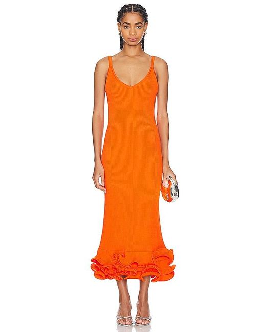 AMUR Orange Dray Midi Dress