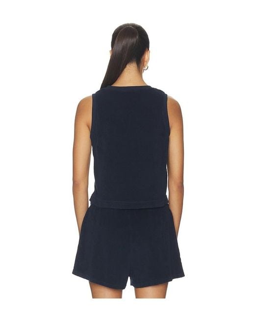 PERFECTWHITETEE Blue Esther Loop Terry High Neck Crop Tank