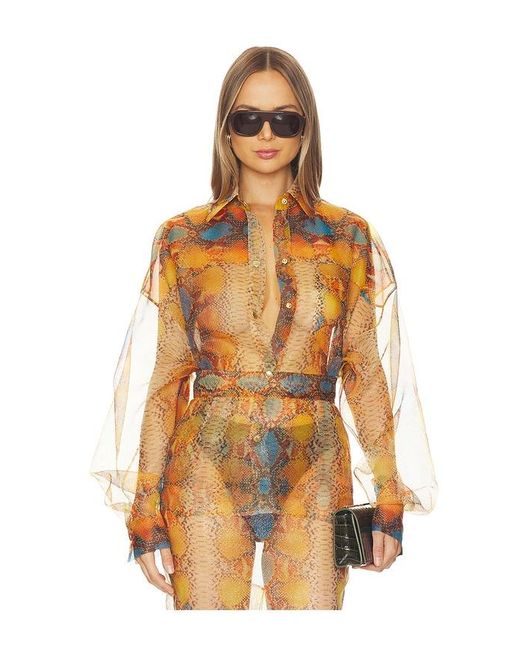 LAQUAN SMITH Orange Oversized Boyfriend Shirt