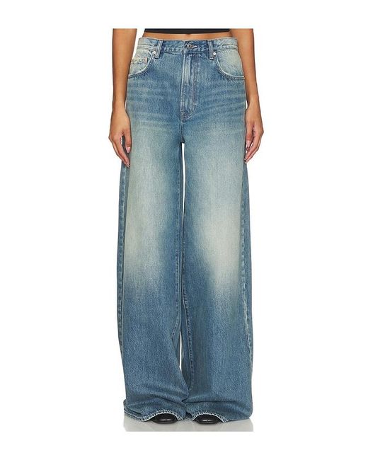 GRLFRND Blue Luna Mid Rise Baggy Wide Leg Jeans