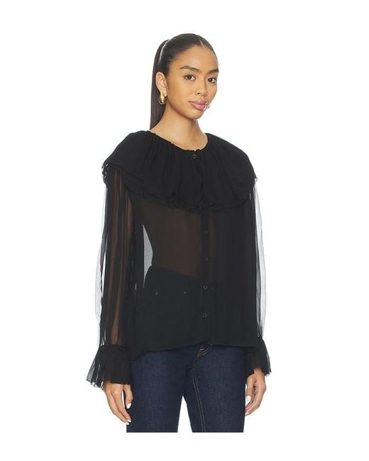 FRAME Black Tiered Statement Blouse