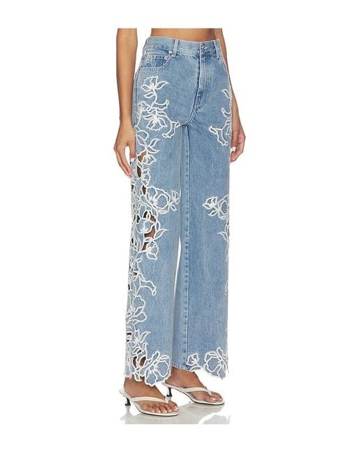Jonathan Simkhai Blue Porter Embroidered Denim Pant