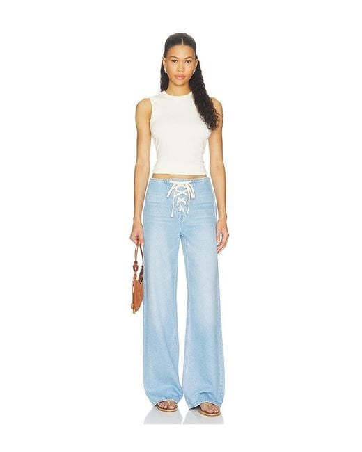 Mother Blue The Laced Up Smoothie Sneak Jeans