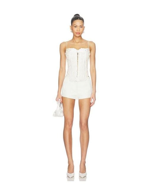 Kim Shui White Yun Tassel Knot Corset Top