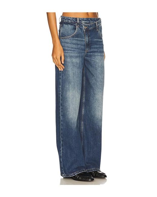 seventy + mochi Blue Cross Over Lia Wide Leg Jeans