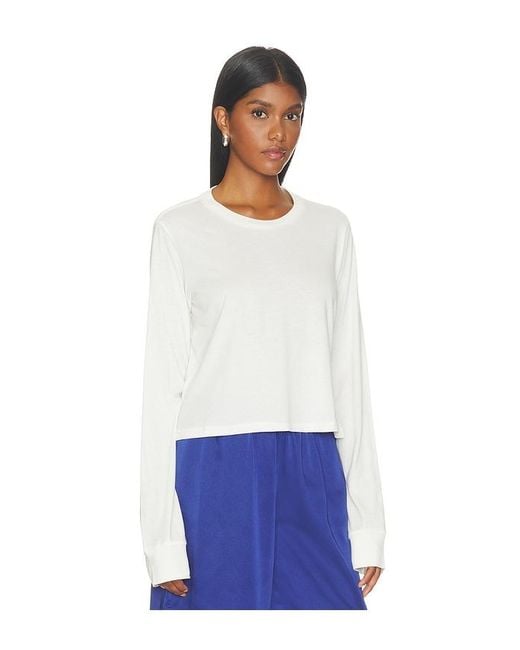 ÉTERNE White Cotton Long Sleeve Boxy Tee