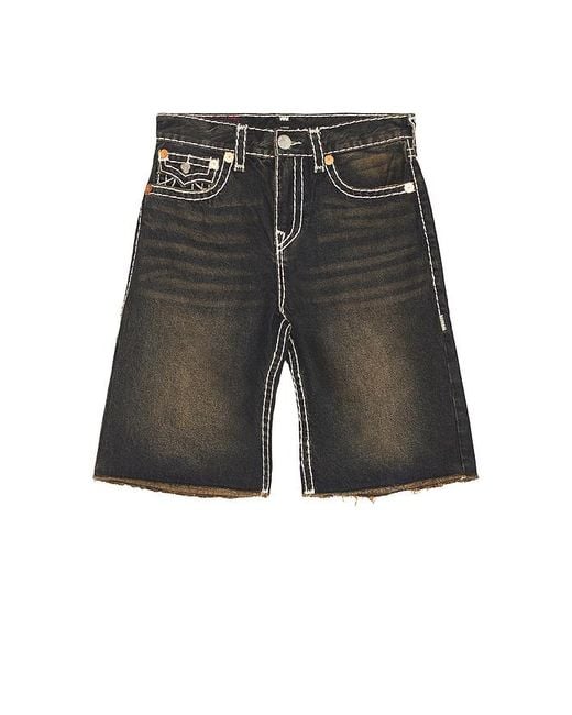 True Religion Black Mikey Super T Flap Denim Shorts for men