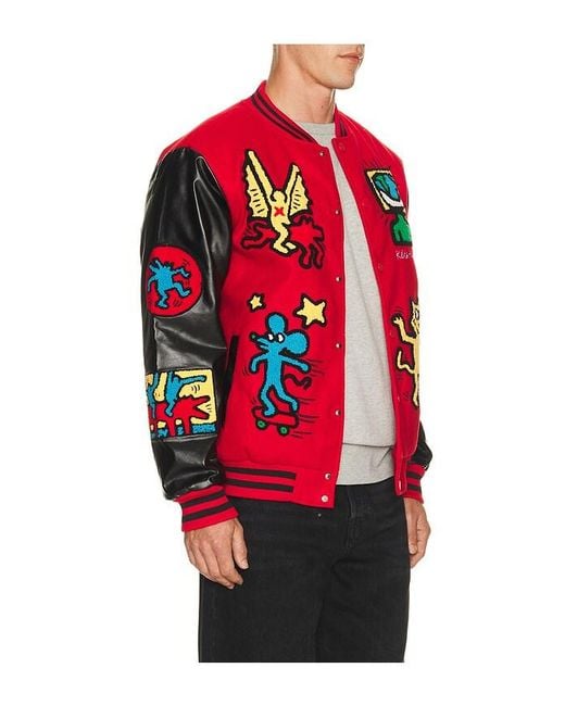Reason Red Keith Haring Varsity Jacket for men