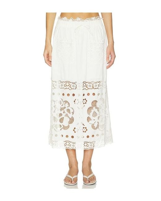 Sea White Gardener Embroided Skirt