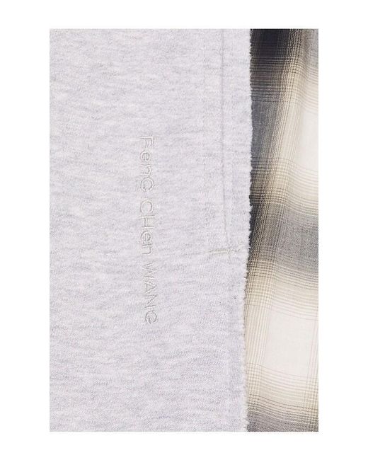 Feng Chen Wang White Patched Panel Jersey Trousers for men