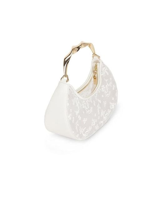 Jonathan Simkhai White Nixi Floral Embroidered Mesh Twist Handle Bag