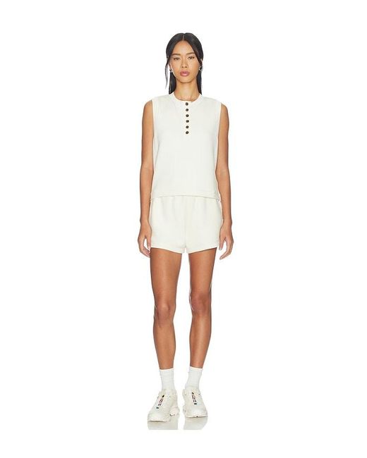 Varley White Marla Button Placket Tank Top