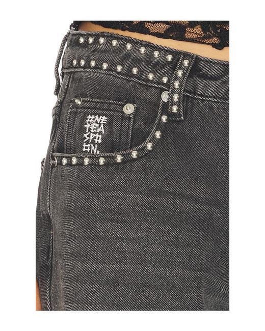 One Teaspoon Gray Jackson Mid Waist Wide Leg Jeans