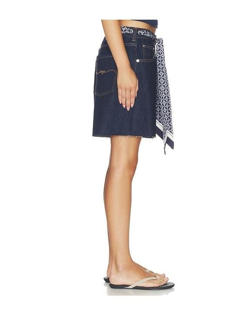 SER.O.YA Blue Sabrina Boyfriend Shorts With Scarf