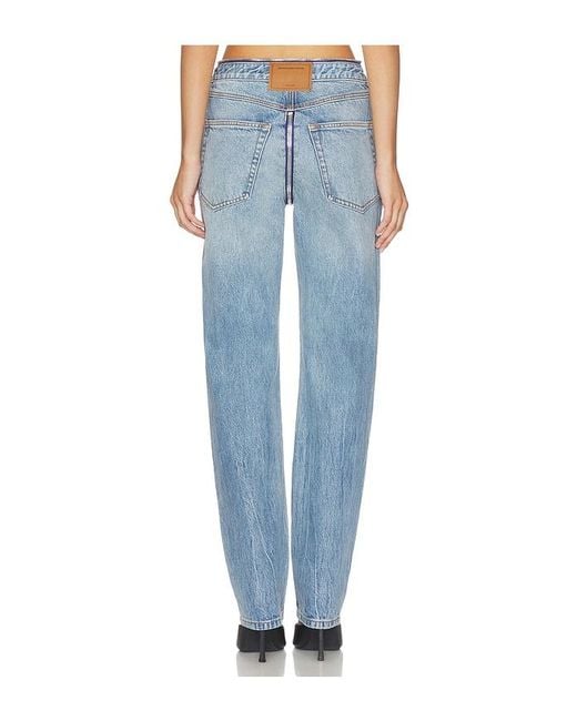 Alexander Wang Blue Dipped V Zip Waistband Straight Leg Jeans