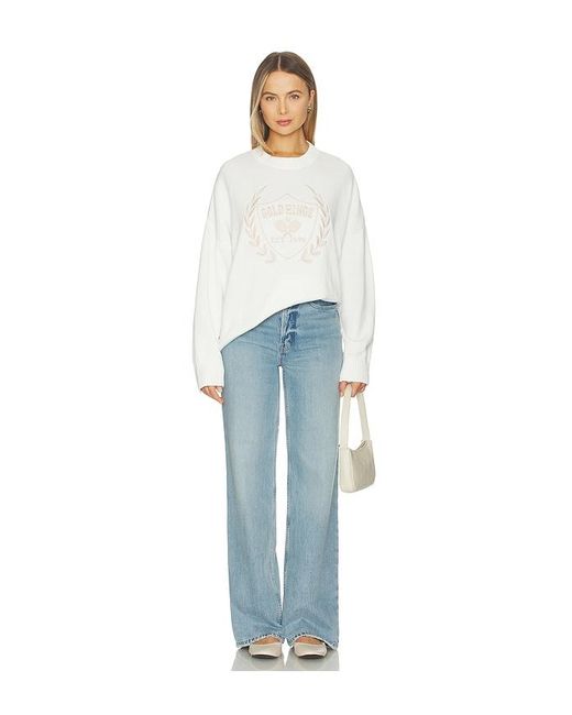 Gold Hinge White Oversized Crest Sweater