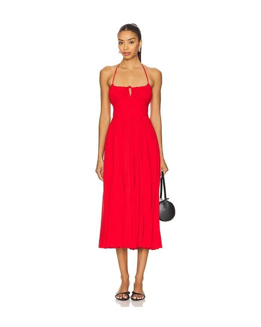 MAJORELLE Red Summer Midi Dress