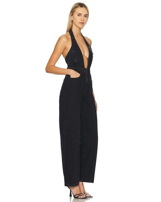 RTA Black Sadie Denim Jumpsuit