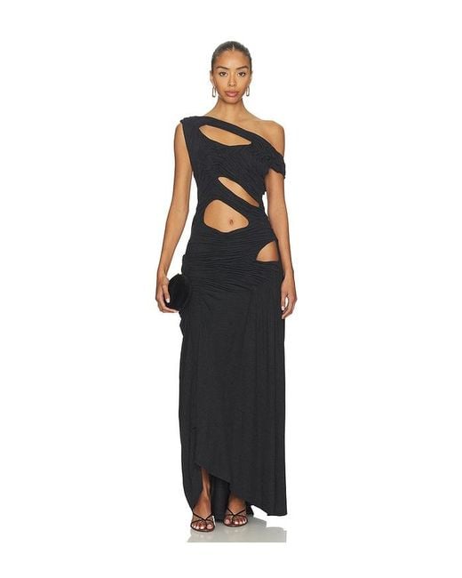 DI PETSA Black One Shoulder Midnight Dress