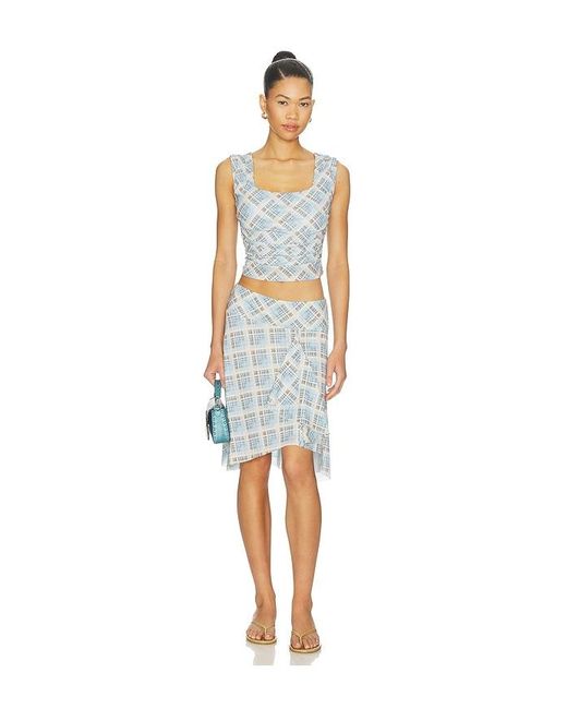 SOVERE Blue Novalyn Plaid Skirt