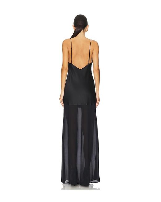 SER.O.YA Black Vienna Satin Maxi Dress