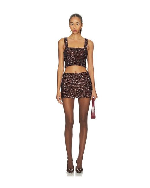 SNDY'S Brown Asher Sequin Micro Mini Skirt