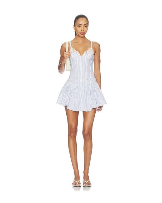 Fleur du Mal White Poplin Garter Skort