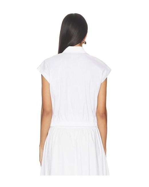 Theory White Cropped Elastic Shirt