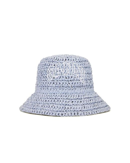 Ganni Blue Summer Straw Hat