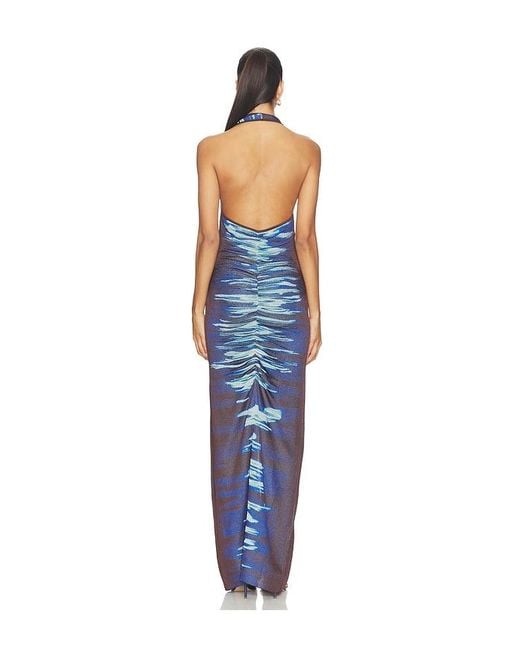 Ph5 Blue Rohu Lake Print Long Dress