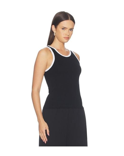 Enza Costa Black Cotton Ringer Tank