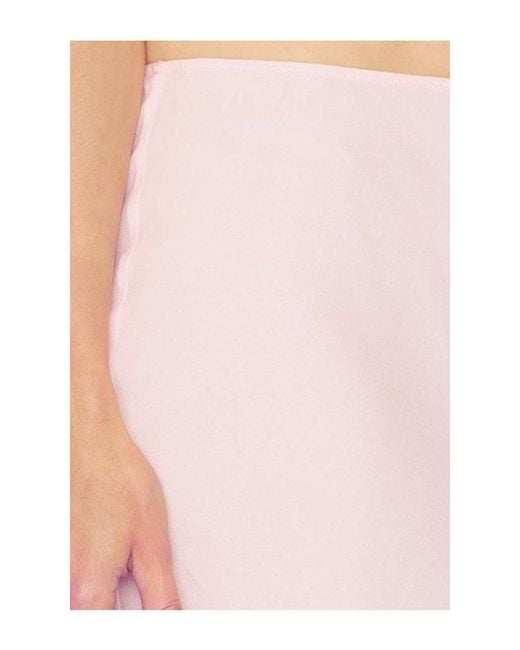 Helsa Pink Viscose Georgette Slip Skirt With Lace