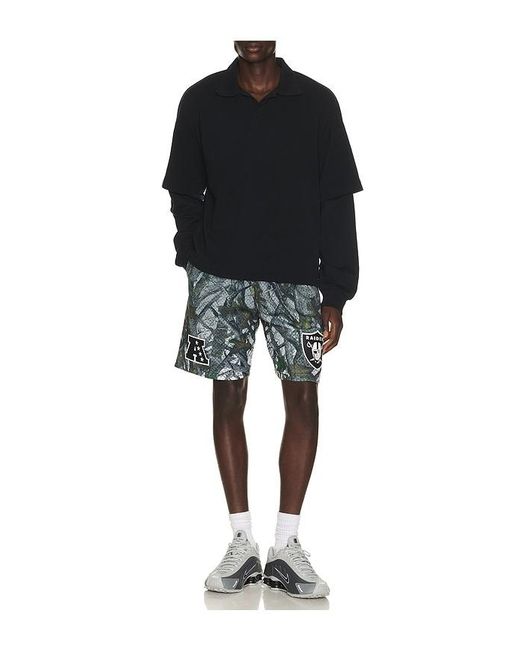 Mitchell & Ness Black Nfl Las Vegas Raiders Quiet Blaze 7 Mesh Shorts for men