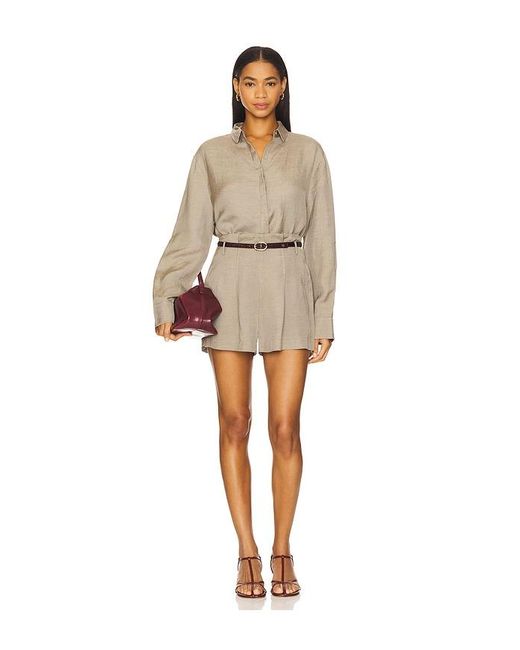 St. Agni White Melange Paperbag Waist Shorts