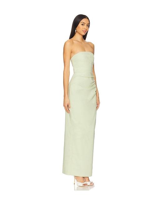 Shona Joy White Lani Strapless Draped Maxi Dress