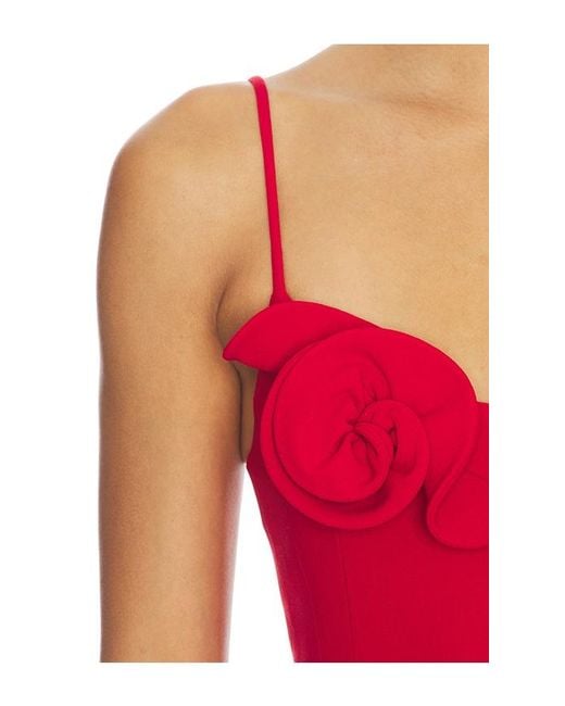 Magda Butrym Red Floral Applique Midi Dress