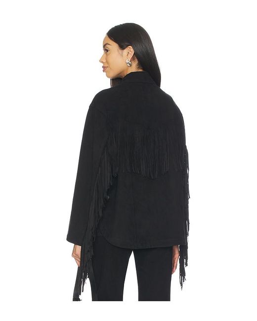 Chaqueta De Ante Sintético Fringe Out En Color Negro Talla (También En M, S) Free People de color Black