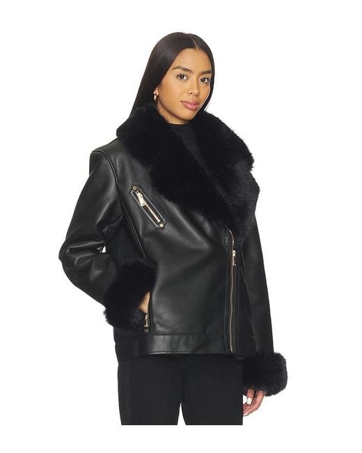 Generation Love Black Walt Faux Fur Shearling Moto Jacket