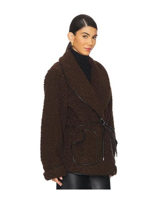 Jonathan Simkhai Black Sherpa Tie-Waist Longline Jacket