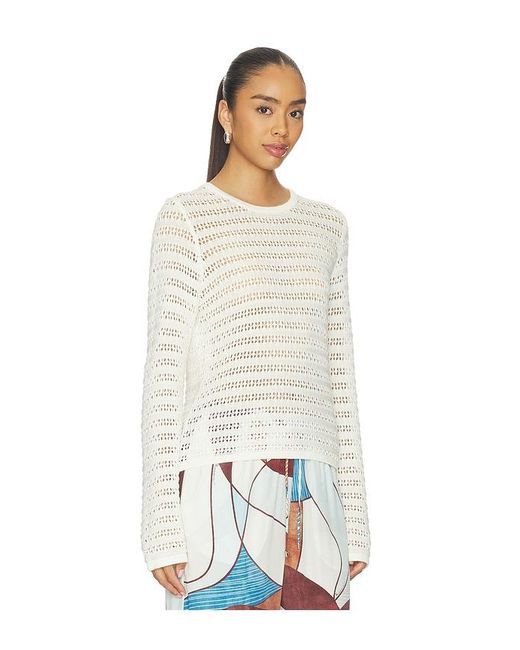 LNA White Gwen Open Knit Top