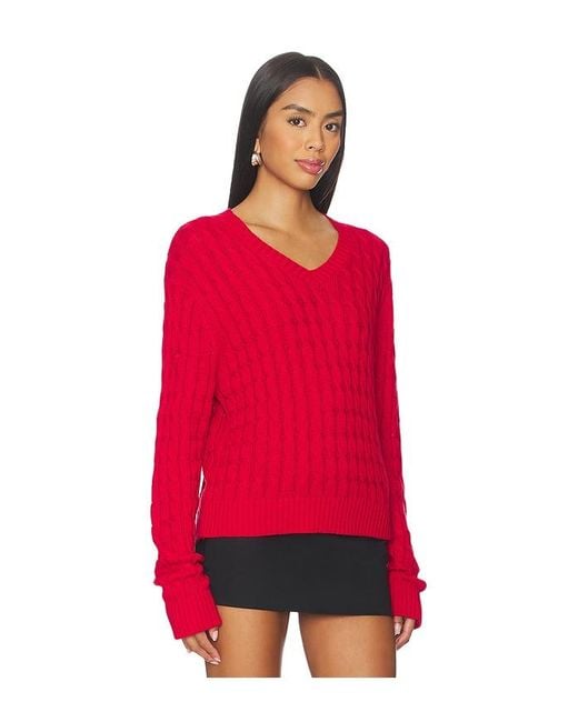 Frankie's Bikinis Red Prince Cable Knit Sweater