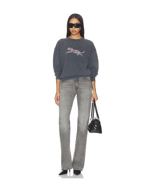 Anine Bing Blue Spencer Sweatshirt Leopard
