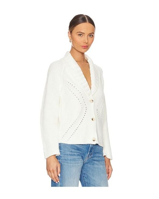 Central Park West White Rosette Engineered Pointelle Jacket