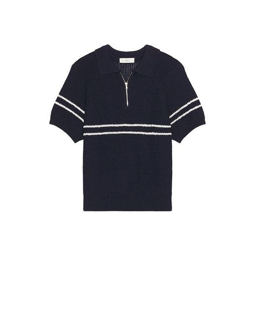 DUNST Blue Half Zip Polo for men