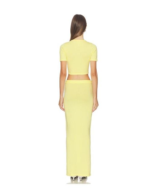 ALL THE WAYS Yellow Keeva Knit Maxi Skirt Set