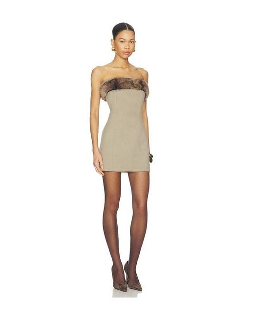 Mimchik Natural Faux Fur Trimmed Gumdrop Dress