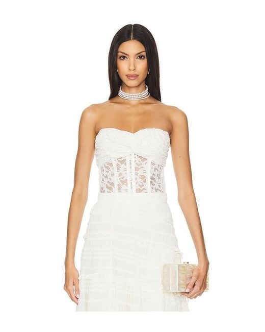 ROKH White Twisted Knot Laced Corset