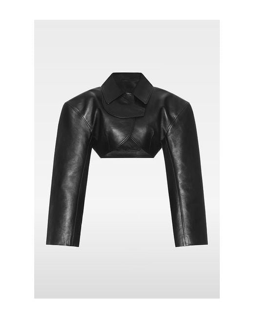 REVOLVE LOS ANGELES Black Agnes Cropped Leather Jacket